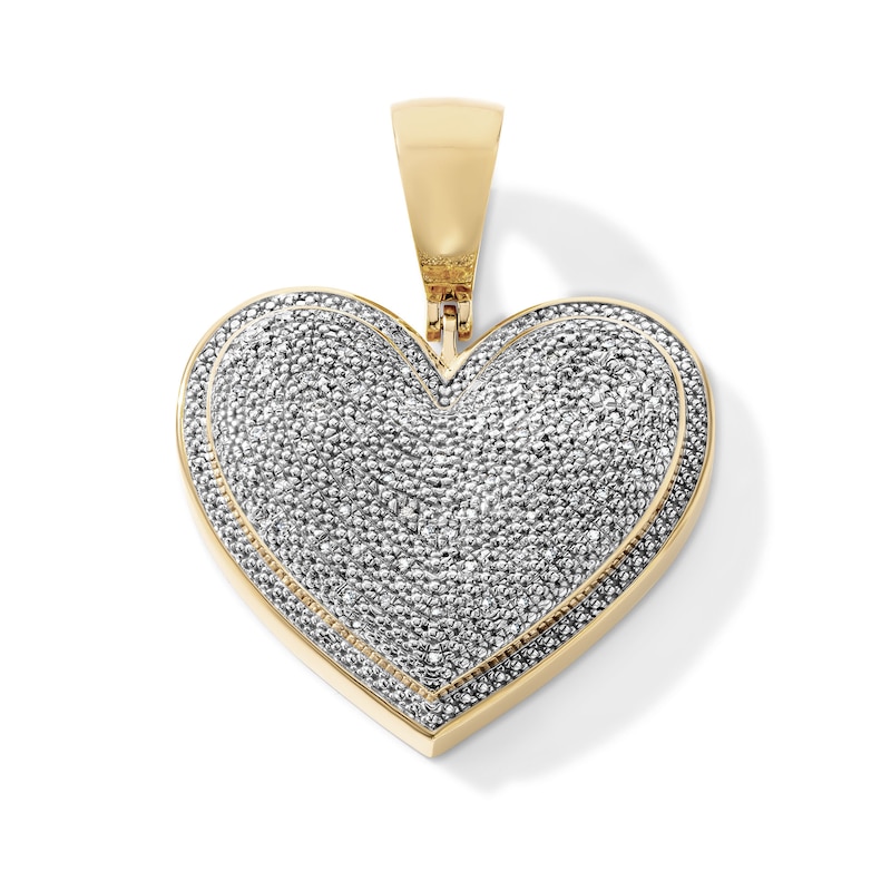 14K Gold Plated 1/10 CT. T.W. Lab-Grown Diamond Pavé Heart Necklace Charm