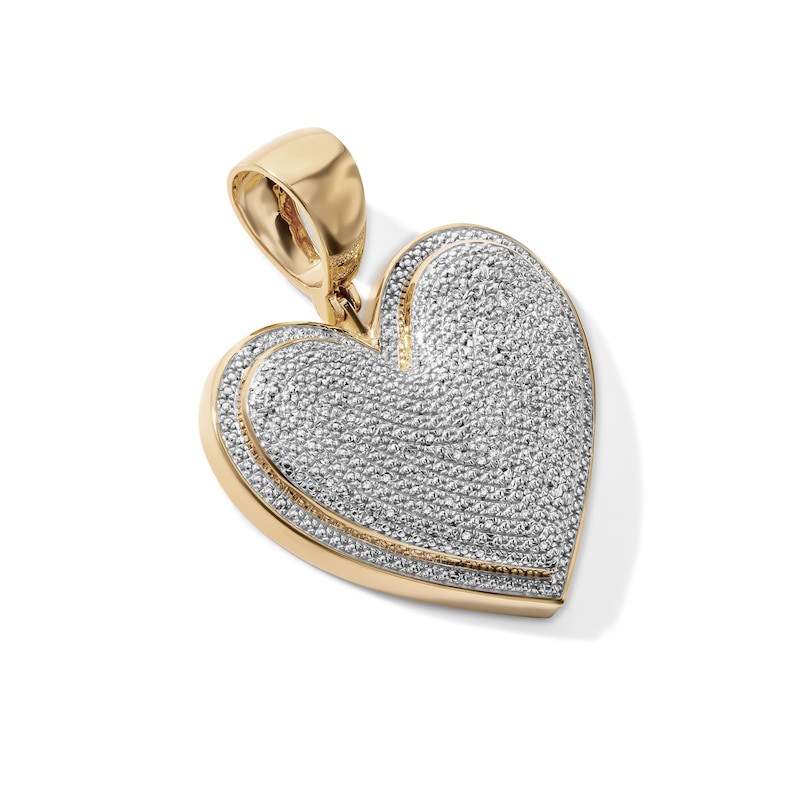 14K Gold Plated 1/10 CT. T.W. Lab-Grown Diamond Pavé Heart Necklace Charm