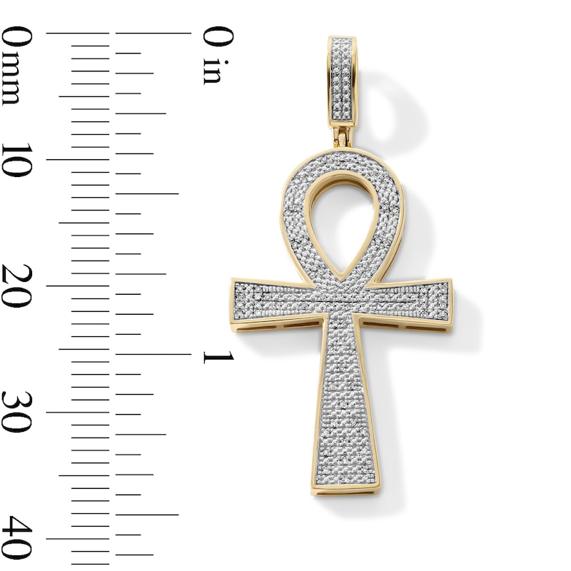 14K Gold Plated 1/10 CT. T.W. Lab-Grown Diamond Pavé Ankh Necklace Charm