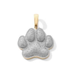 14K Gold Plated 1/10 CT. T.W. Lab-Grown Diamond Pavé Paw Necklace Charm