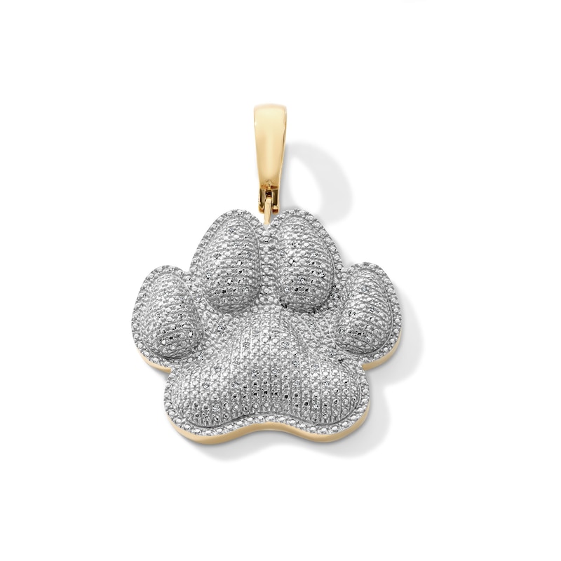 14K Gold Plated 1/10 CT. T.W. Lab-Grown Diamond Pavé Paw Necklace Charm
