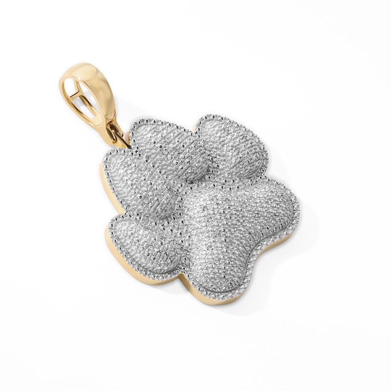 14K Gold Plated 1/10 CT. T.W. Lab-Grown Diamond Pavé Paw Necklace Charm