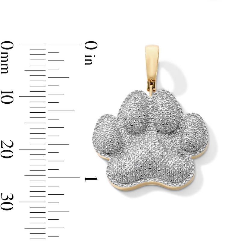 14K Gold Plated 1/10 CT. T.W. Lab-Grown Diamond Pavé Paw Necklace Charm