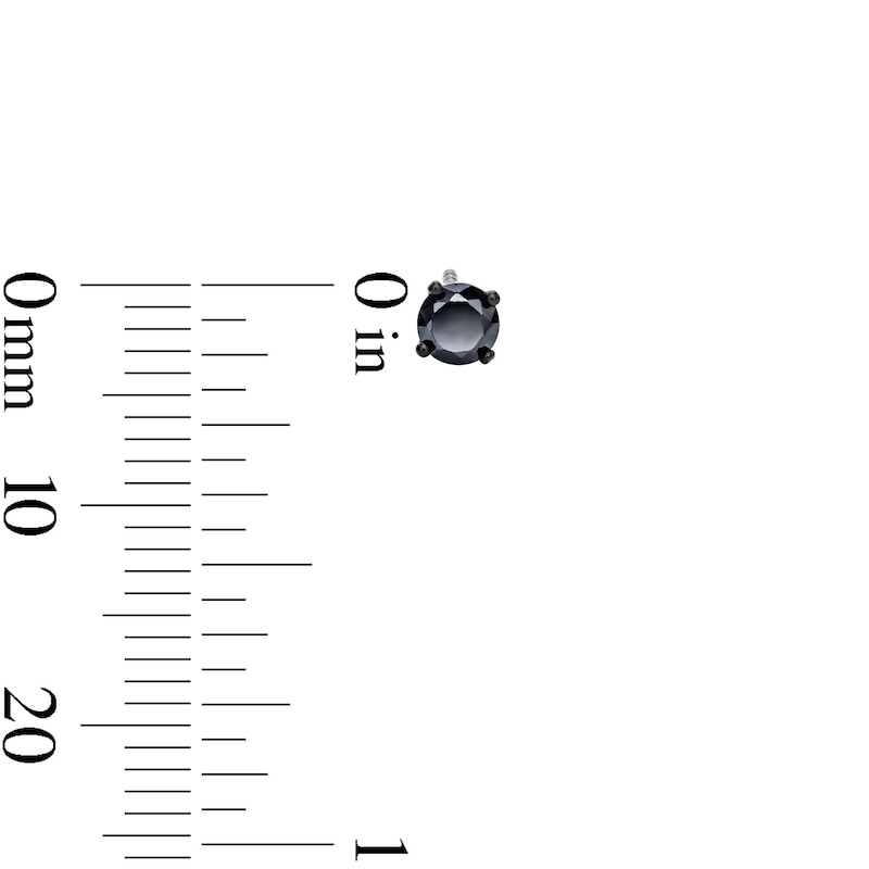 Main Image 3 of Black Rhodium Plated 4mm Black CZ Round and Square Solitaire Stud Set