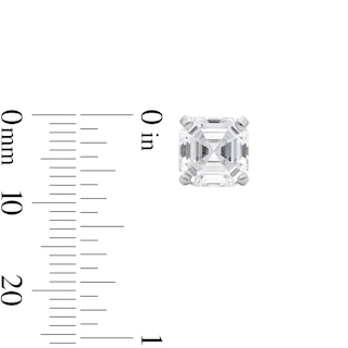 Solid Sterling Silver Asscher-Cut CZ Solitaire Studs