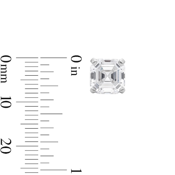 Solid Sterling Silver Asscher-Cut CZ Solitaire Studs