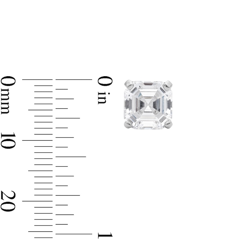 Main Image 2 of Solid Sterling Silver  Asscher-Cut CZ Solitaire Studs