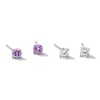 Thumbnail Image 1 of Solid Sterling Silver 3mm Purple and Clear Round CZ Solitaire Studs