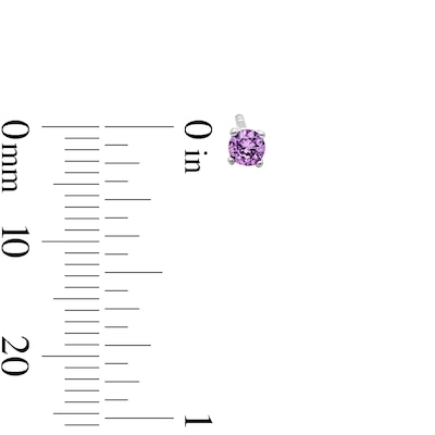 Solid Sterling Silver 3mm Purple and Clear Round CZ Solitaire Studs