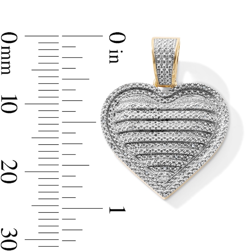 14K Gold Plated 1/10 CT. T.W. Lab-Grown Diamond Pavé Striped Heart Necklace Charm