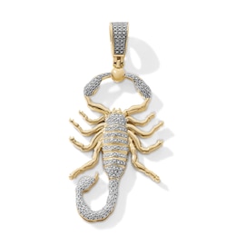 14K Gold Plated 1/20 CT. T.W. Lab-Grown Diamond Pavé Scorpion Necklace Charm