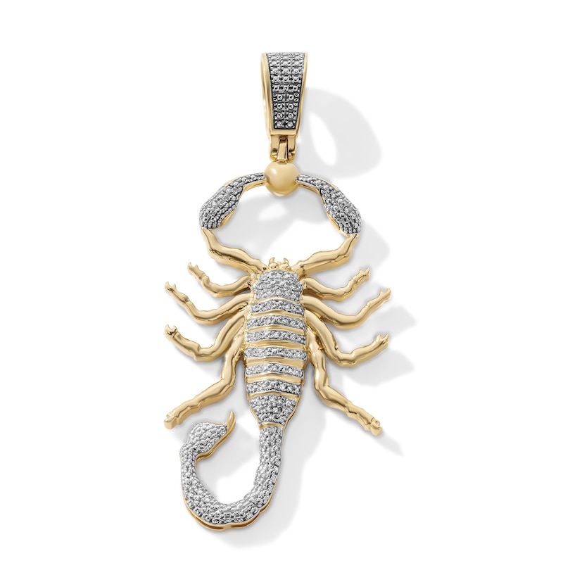 14K Gold Plated 1/20 CT. T.W. Lab-Grown Diamond Pavé Scorpion Necklace Charm