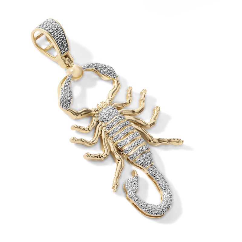 14K Gold Plated 1/20 CT. T.W. Lab-Grown Diamond Pavé Scorpion Necklace Charm