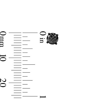 Black Rhodium Plated Black CZ 9-Cut Round Solitaire Studs