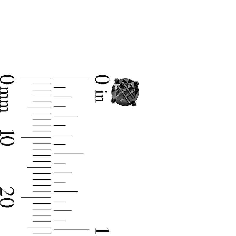 Main Image 2 of Black Rhodium Plated Black CZ 9-Cut Round Solitaire Studs