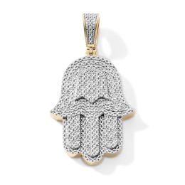 14K Gold Plated 1/10 CT. T.W.  Lab-Grown Diamond Pavé Hamsa Necklace Charm