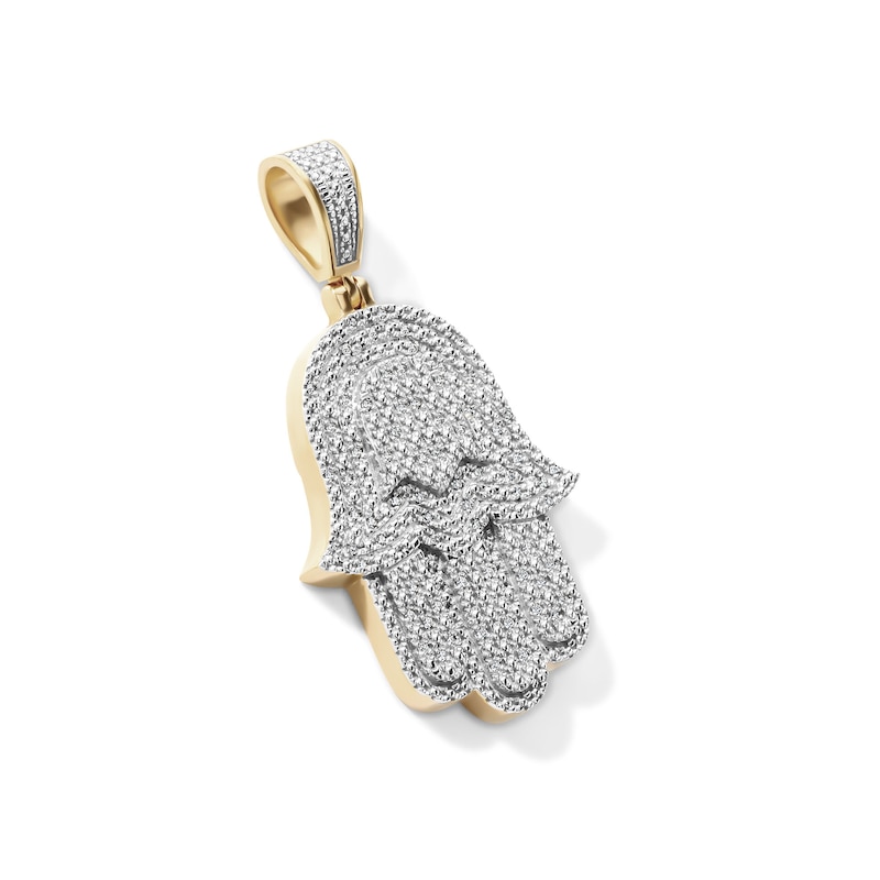 14K Gold Plated 1/10 CT. T.W.  Lab-Grown Diamond Pavé Hamsa Necklace Charm