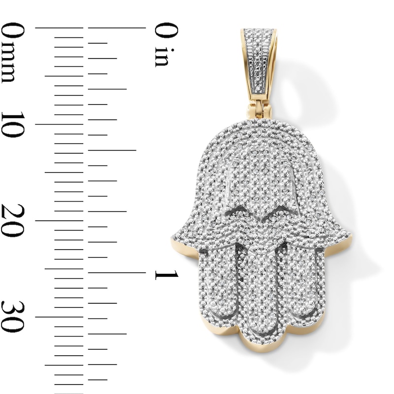 14K Gold Plated 1/10 CT. T.W.  Lab-Grown Diamond Pavé Hamsa Necklace Charm