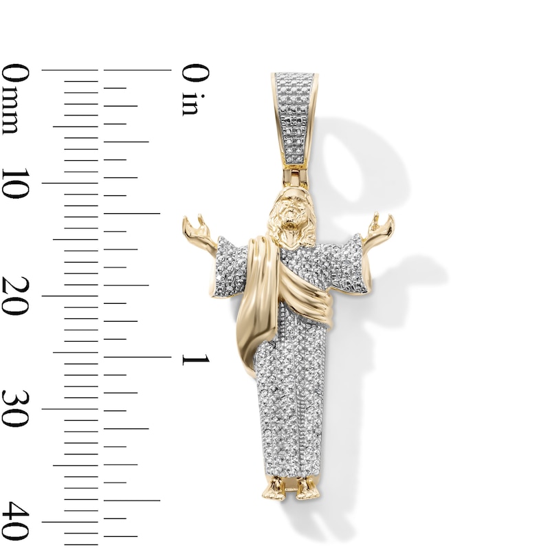 14K Gold Plated 1/20 CT. T.W. Lab-Grown Diamond Pavé Jesus Necklace Charm