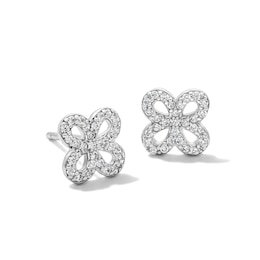 Solid Sterling Silver CZ Butterfly Outline Studs
