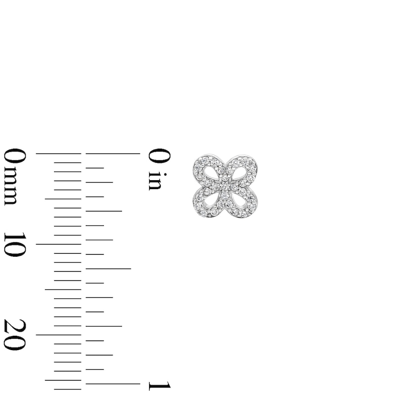 Solid Sterling Silver CZ Butterfly Outline Studs