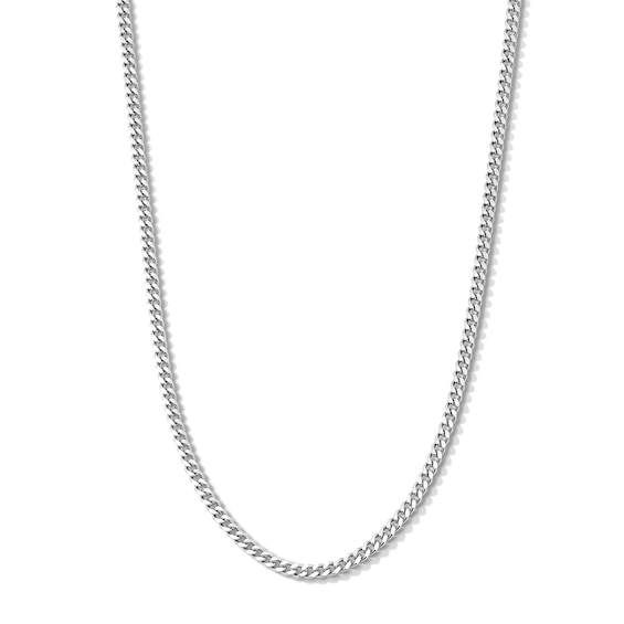 Solid Sterling Silver Diamond-Cut Cuban Curb Chain - 20"