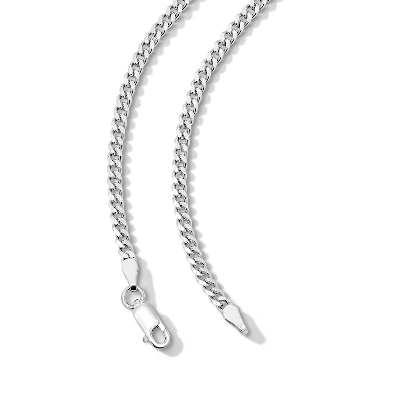 Main Image 2 of Solid Sterling Silver Diamond-Cut Cuban Curb Chain - 20"