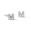 Solid Sterling Silver CZ "M" Initial Studs