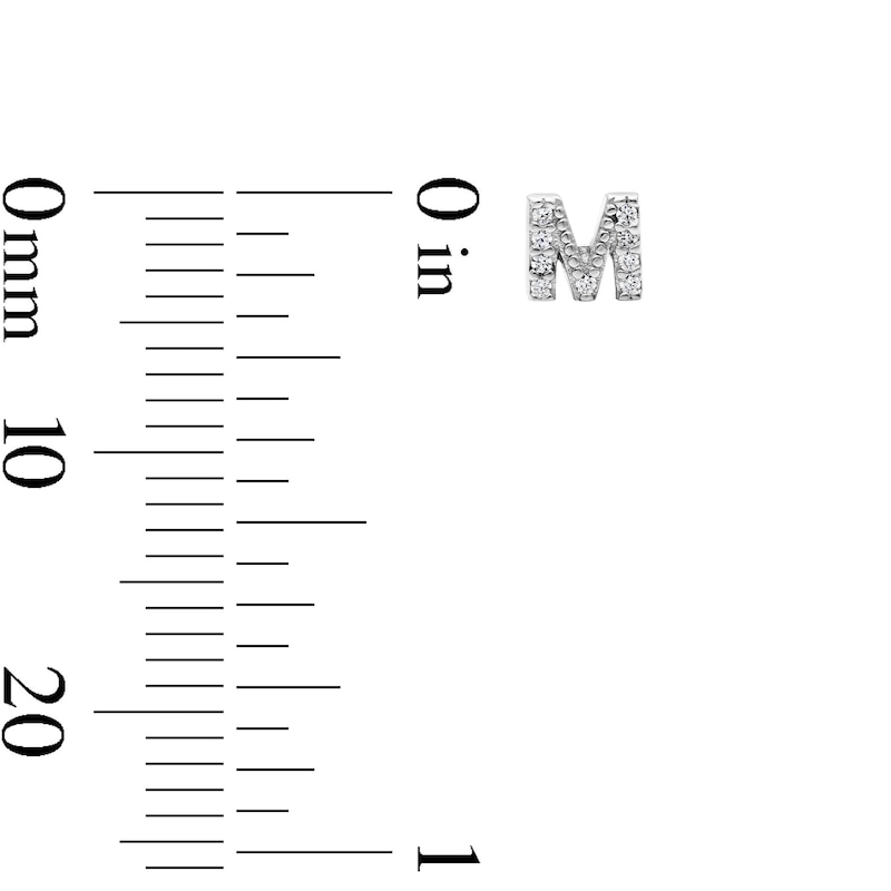 Solid Sterling Silver CZ "M" Initial Studs