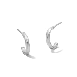 Solid Sterling Silver Twist Open Back Huggie Hoops