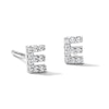 Solid Sterling Silver CZ "E" Initial Studs