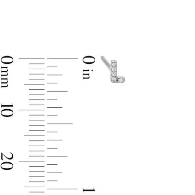 Solid Sterling Silver CZ "L" Initial Studs