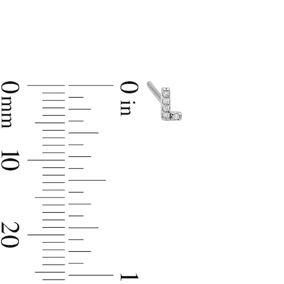 Solid Sterling Silver CZ "L" Initial Studs