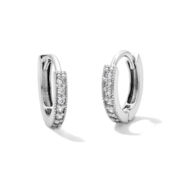 Solid Sterling Silver CZ Pavé Huggie Hoops