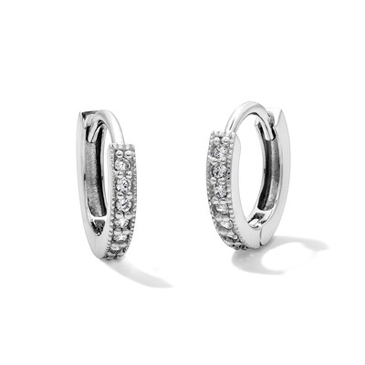 Solid Sterling Silver CZ Pavé Huggie Hoops