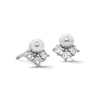 Sterling Silver Simulated Pearl and CZ Studs
