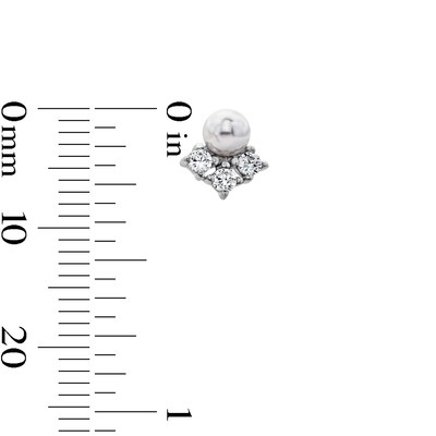 Sterling Silver Simulated Pearl and CZ Studs