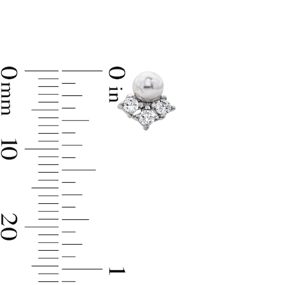 Sterling Silver Simulated Pearl and CZ Studs