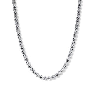 Solid Sterling Silver CZ Round Station Necklace - 20"