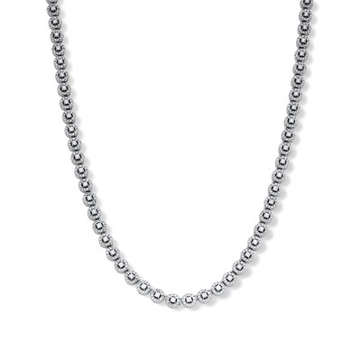 Solid Sterling Silver CZ Round Station Necklace - 20"