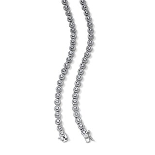 Solid Sterling Silver CZ Round Station Necklace - 20"