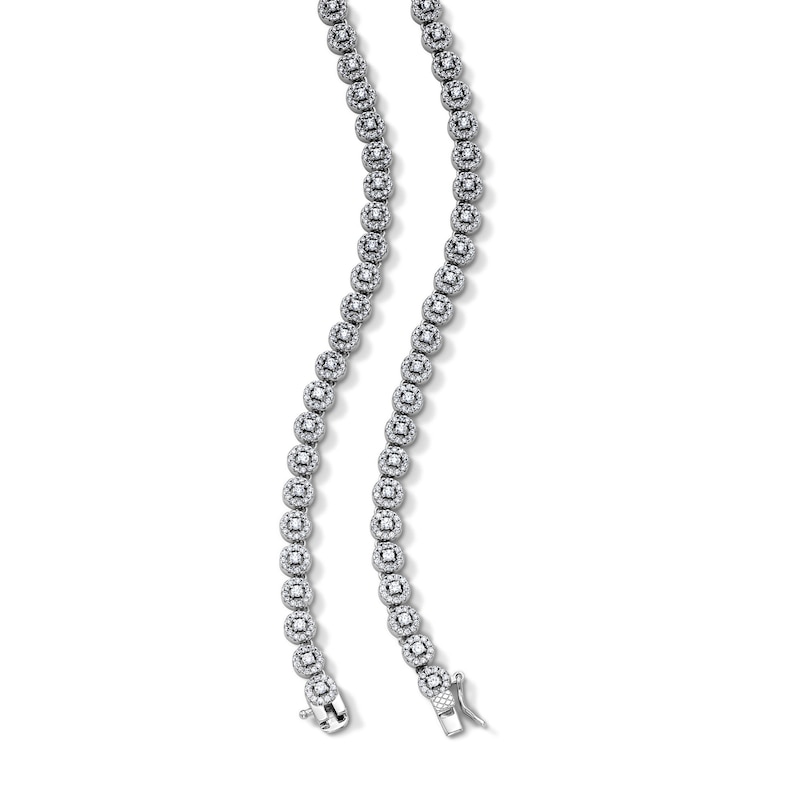 Solid Sterling Silver CZ Round Station Necklace - 20"