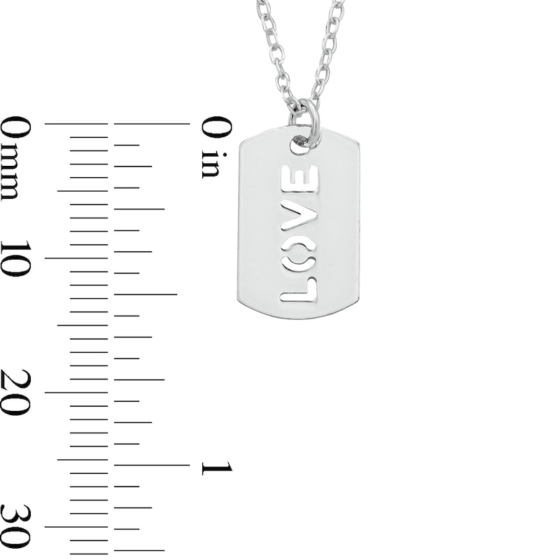 Main Image 2 of Sterling Silver "Love" Dog Tag Pendant - 19"