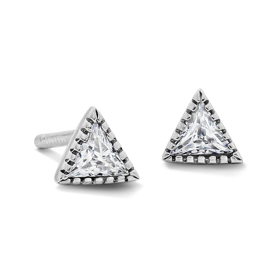 Sterling Silver CZ Triangle Studs
