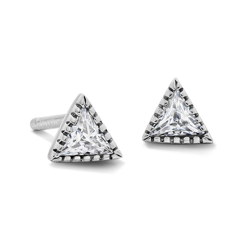 Sterling Silver CZ Triangle Studs