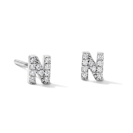 Sterling Silver CZ "N" Initial Studs