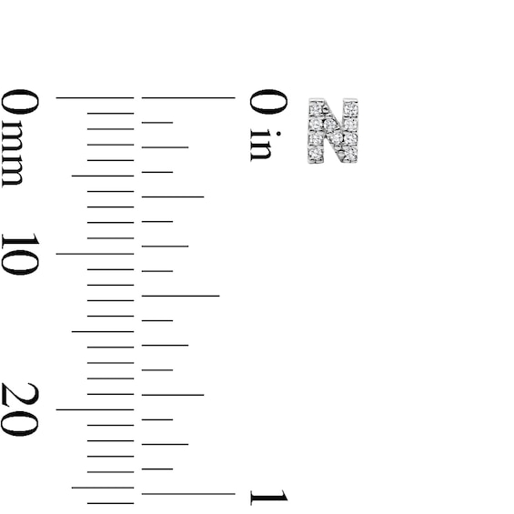 Sterling Silver CZ "N" Initial Studs