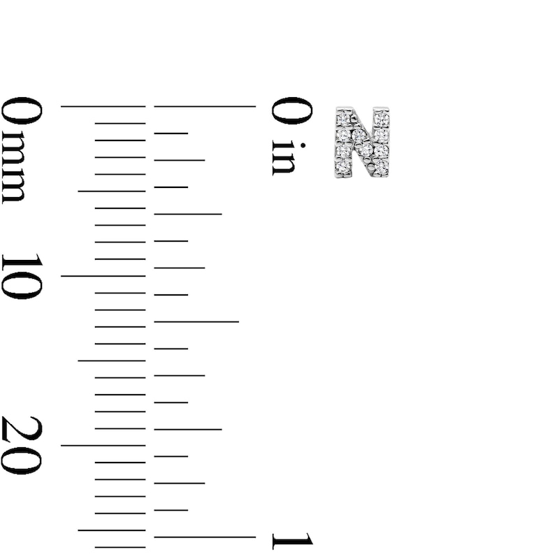 Main Image 2 of Sterling Silver CZ "N" Initial Studs