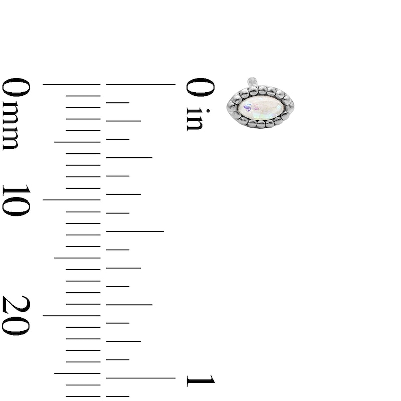 Solid Sterling Silver Simulated Opal Marquise Studs