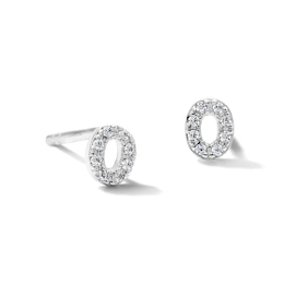 Solid Sterling Silver CZ "O" Initial Studs